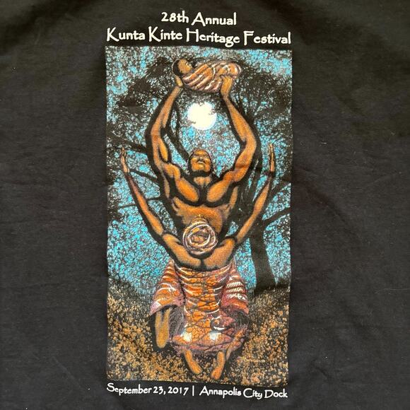 28th Kunta Kinte Heritage Festival 2017 T-Shirt XL Black Gildan Heavy Cotton - Picture 2 of 5